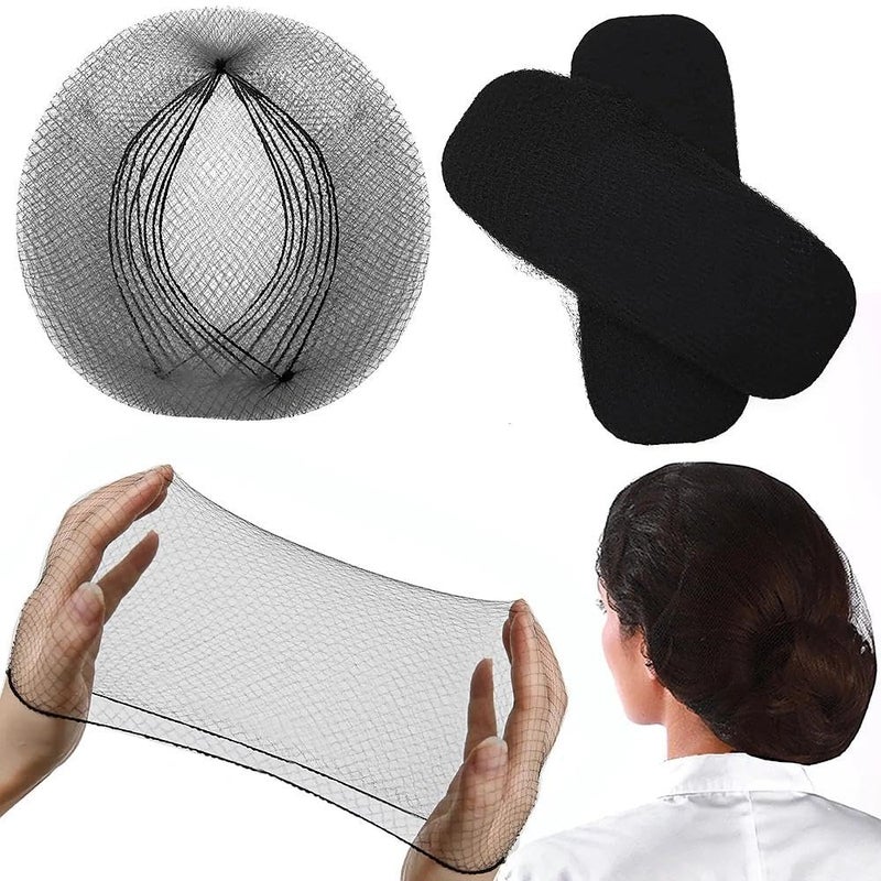 Smilco Hair Net 100 Pcs, Smilco 26 Inches Elasticity Invisible Elastic Mesh Wig Nets for Hair Bun Making Ballet Dancer Kitchen Food Serive (Black) - Image 1